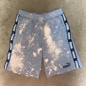 Puma grey and pink bleach shorts adjustable waist.
